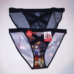 Set of 2 Parade Panty Black Raindrop Sheer Bikini See Thru New